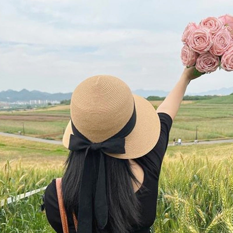 Sun Hat Women's Summer French Elegant Bow