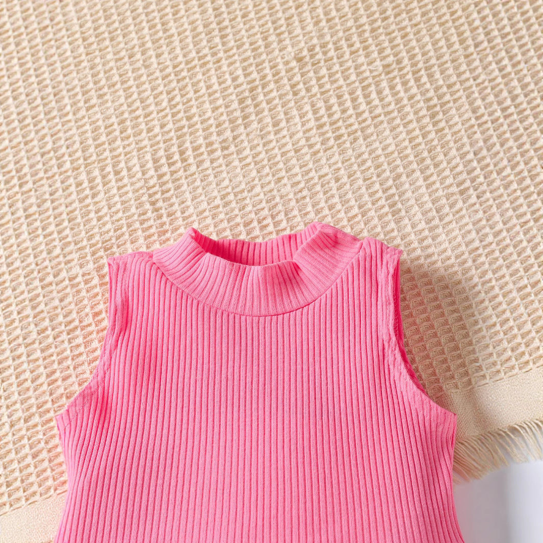 New Girls' Solid Color Sleeveless Vest Letters