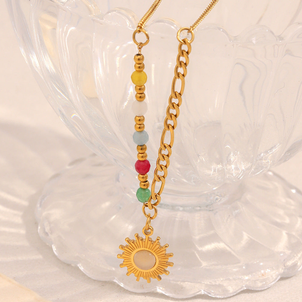 French Retro Easy Matching Necklace Stainless Steel Sun