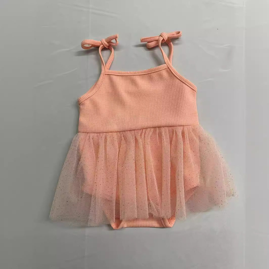 Girls' Sling Flash Tulle Skirt Triangle Jumpsuit
