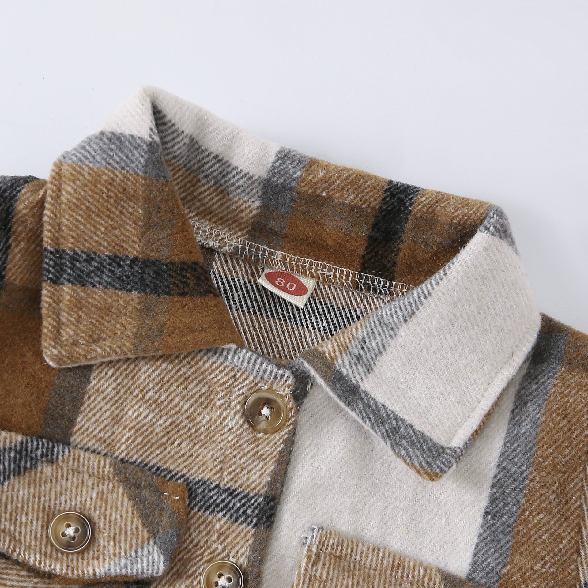 Medium And Large Children's Fleece Plaid Shirt T-shirt Casual