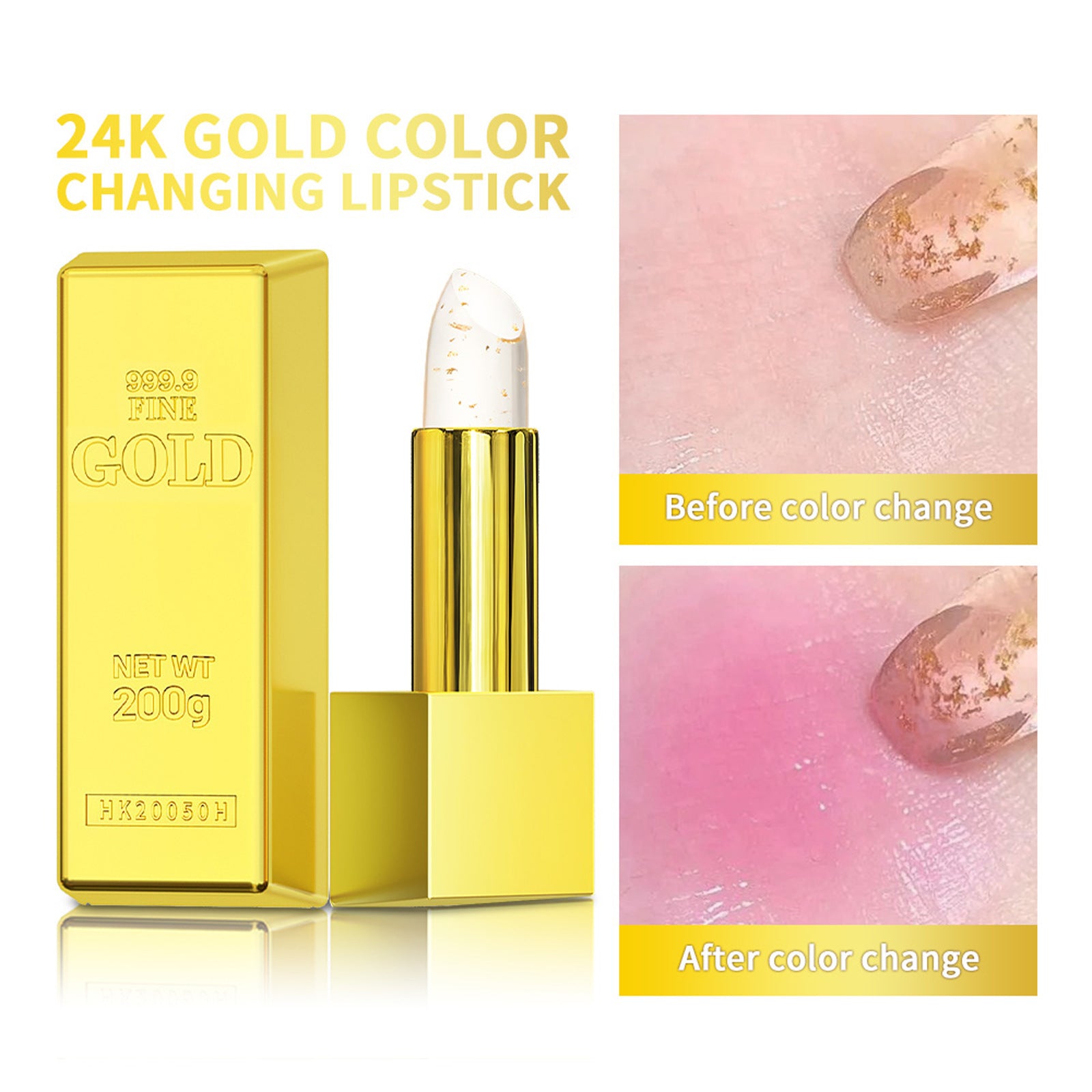 Nourishing Moisturizing Shiny Gold Foil Color-changing Lipstick