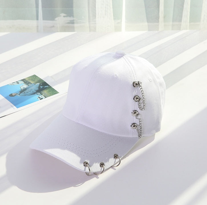 Korean version of the chain hoop cap summer new tide personality street baseball cap male shade hip hop hat