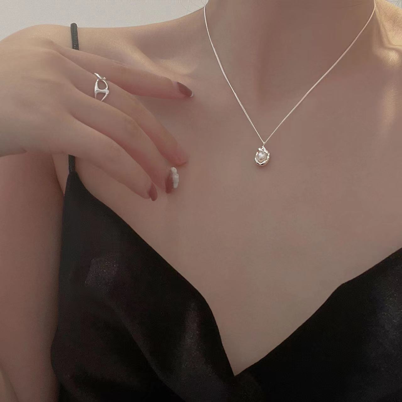 Fashion Geometry Pattern Oval Pearl Necklace For Women