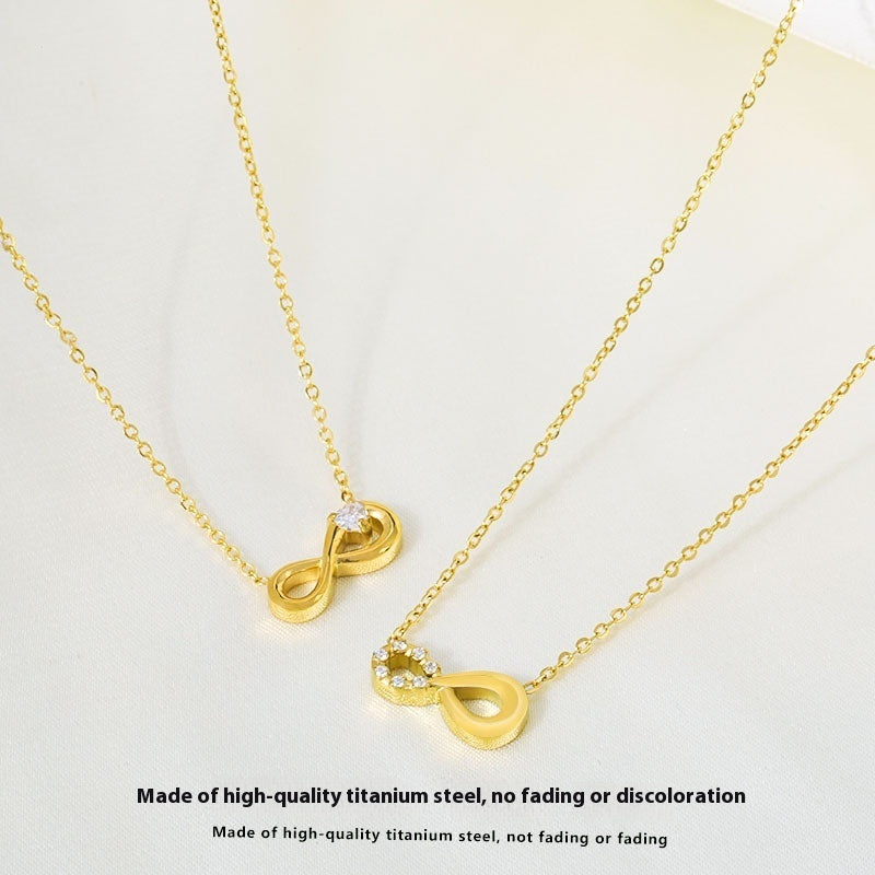 Simple Zircon Necklace Female Infinite Loop Symbol