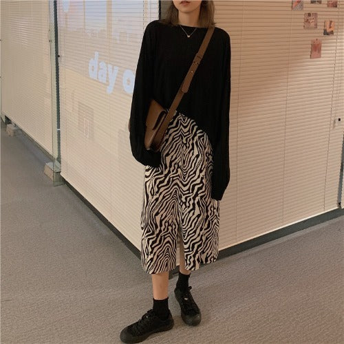 High waist zebra print skirt