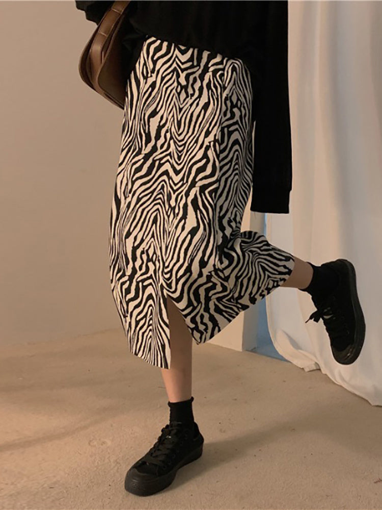 High waist zebra print skirt