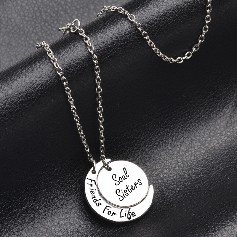 Soul Sisters Friends For Life Star Moon Hollow Necklace
