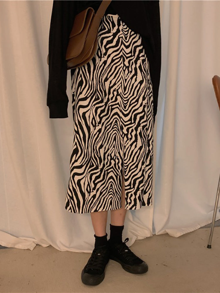 High waist zebra print skirt