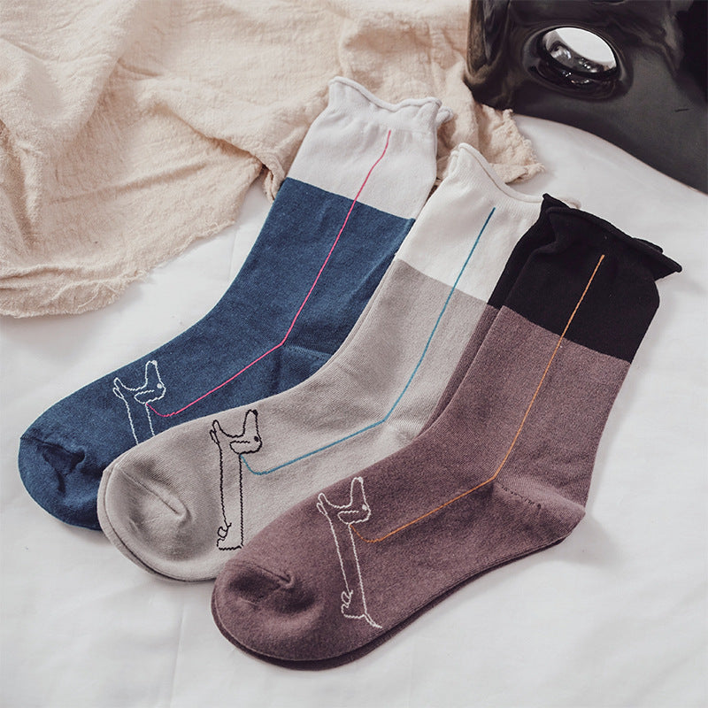 Female Cartoon Japanese Crimped Socks