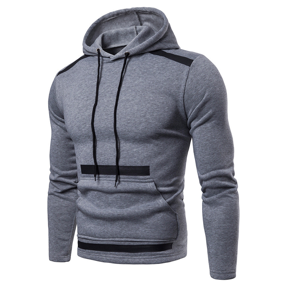 Contrast stitching hooded sweater