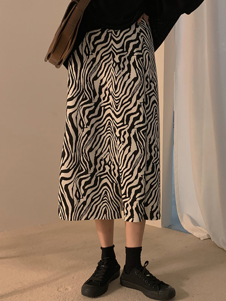 High waist zebra print skirt
