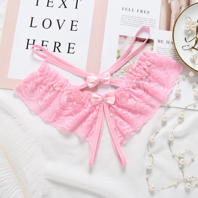 Women's Underwear Transparent Temptation T-shaped Panties Low Waist Lace Crotch-free Breathable Briefs