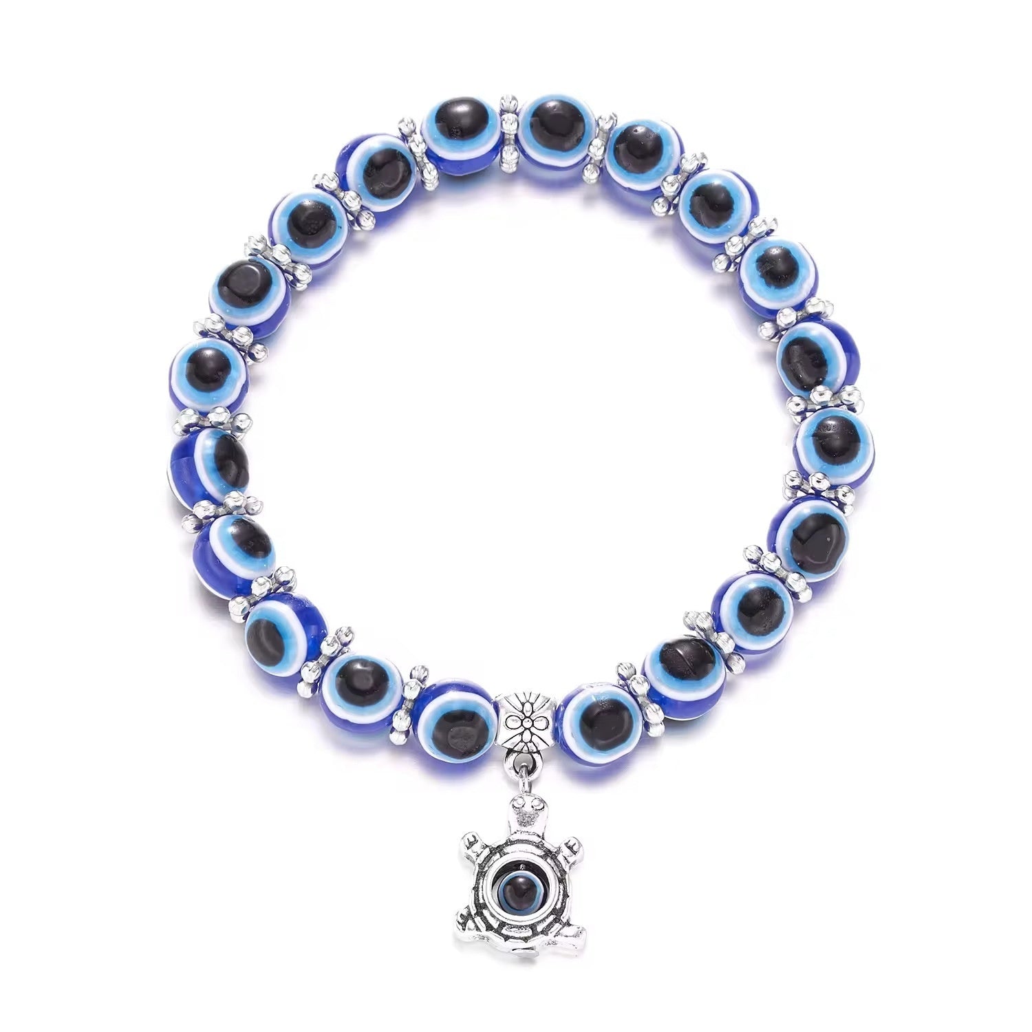 Blue Devil's Eye Bracelet Butterfly Turtle Owl Pendant Resin
