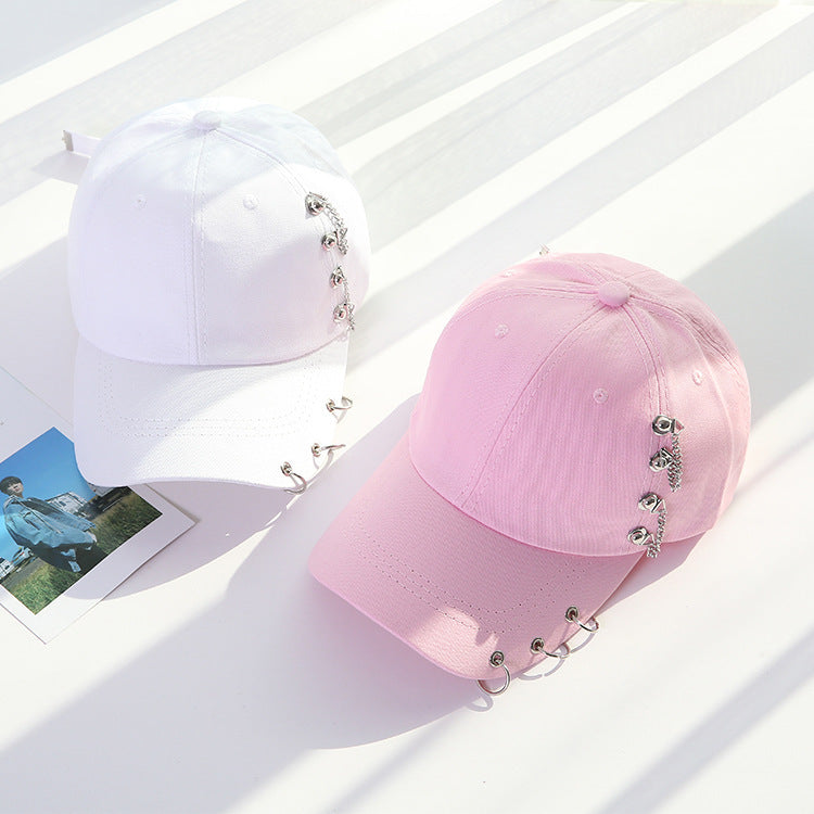 Korean version of the chain hoop cap summer new tide personality street baseball cap male shade hip hop hat
