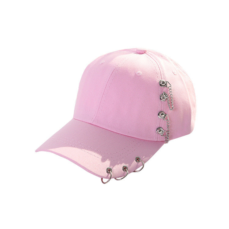 Korean version of the chain hoop cap summer new tide personality street baseball cap male shade hip hop hat