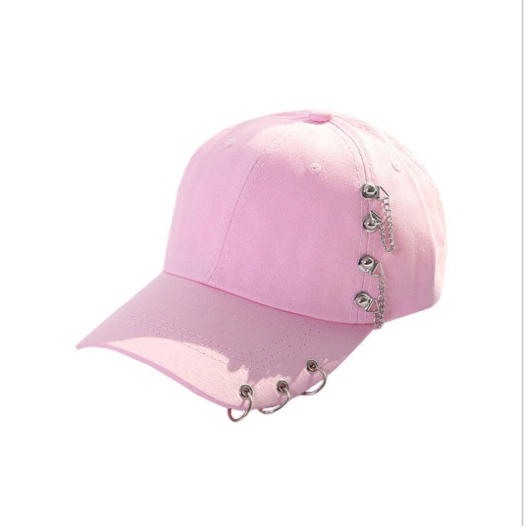 Korean version of the chain hoop cap summer new tide personality street baseball cap male shade hip hop hat