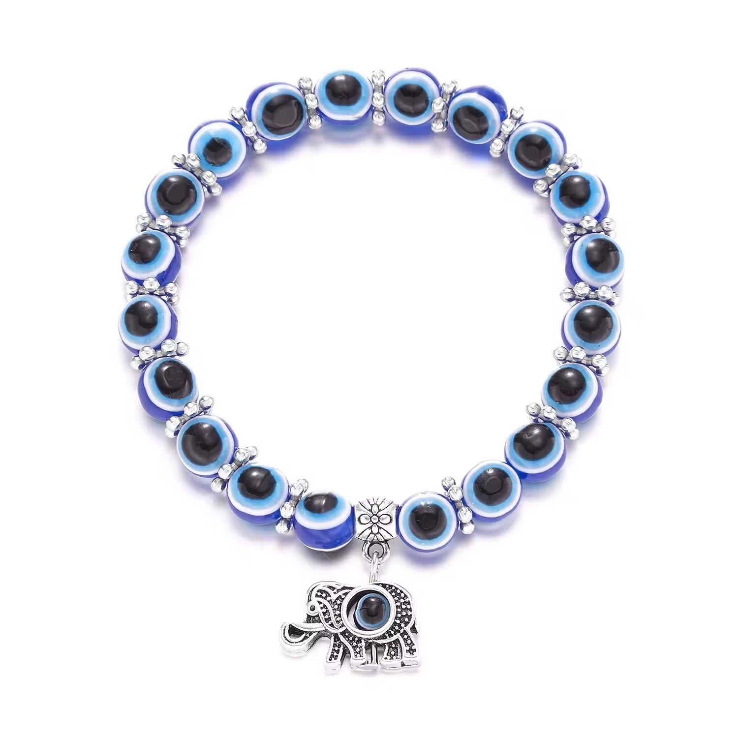 Blue Devil's Eye Bracelet Butterfly Turtle Owl Pendant Resin