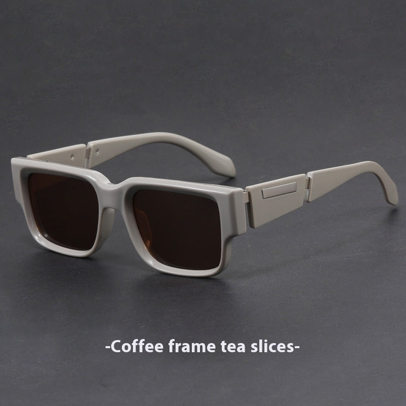 Gray Blue Square Thick Frame Sunglasses UV-proof Retro Simple Sun Glasses