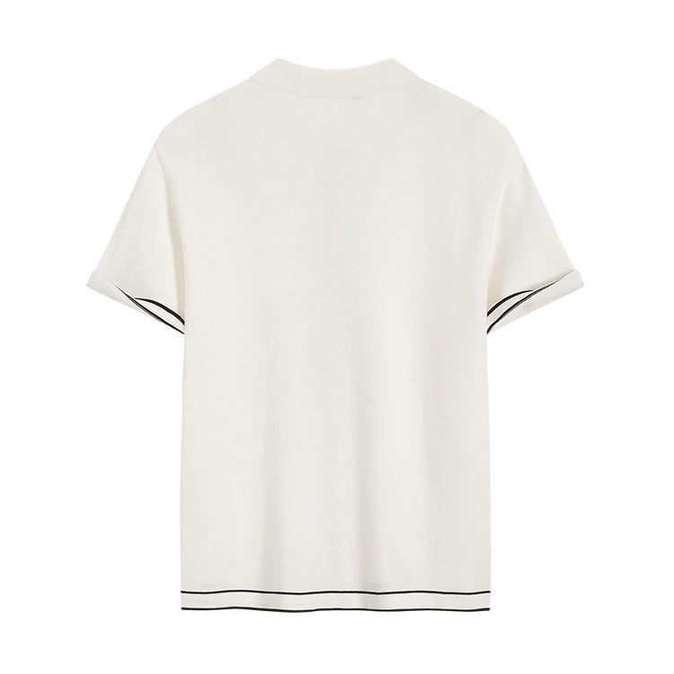 Simple Cardigan Contrast Color Lapels Old Money Style All-match