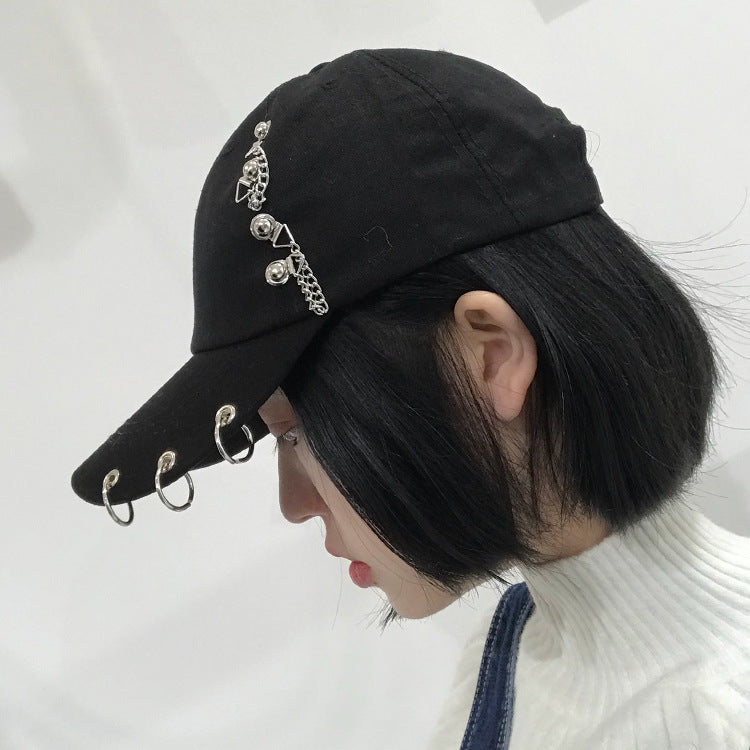 Korean version of the chain hoop cap summer new tide personality street baseball cap male shade hip hop hat