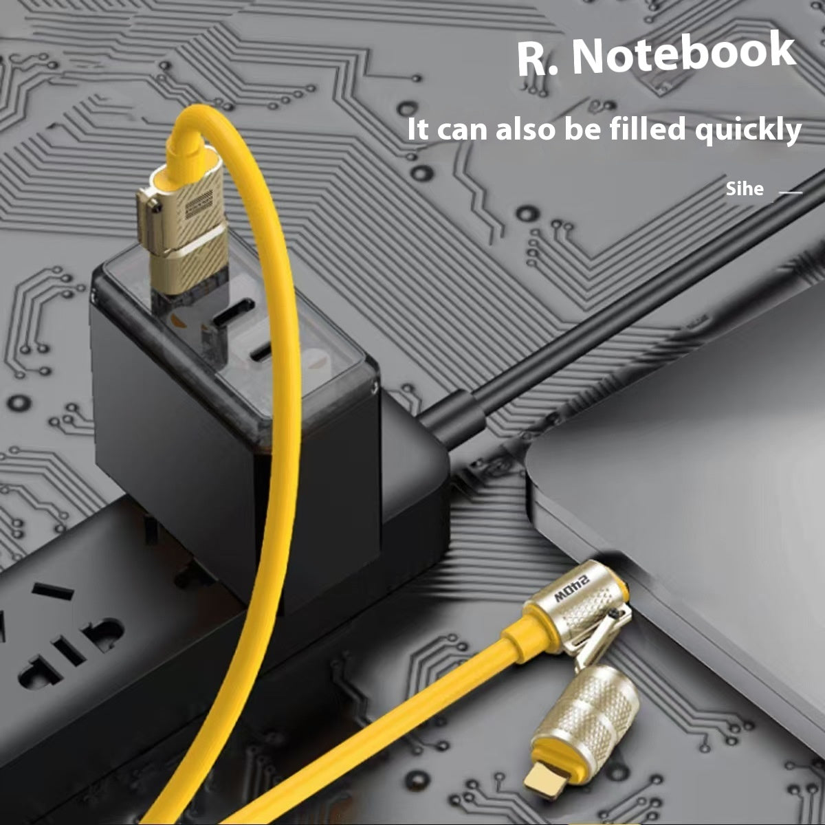 120W Zinc Alloy Fast Charging Four-in-one Charging Multi-function Switching Interface Double Typec Bold Silicone Data Cable