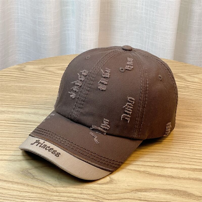 Double-stitching Shabby Embroidered Letter Baseball Cap