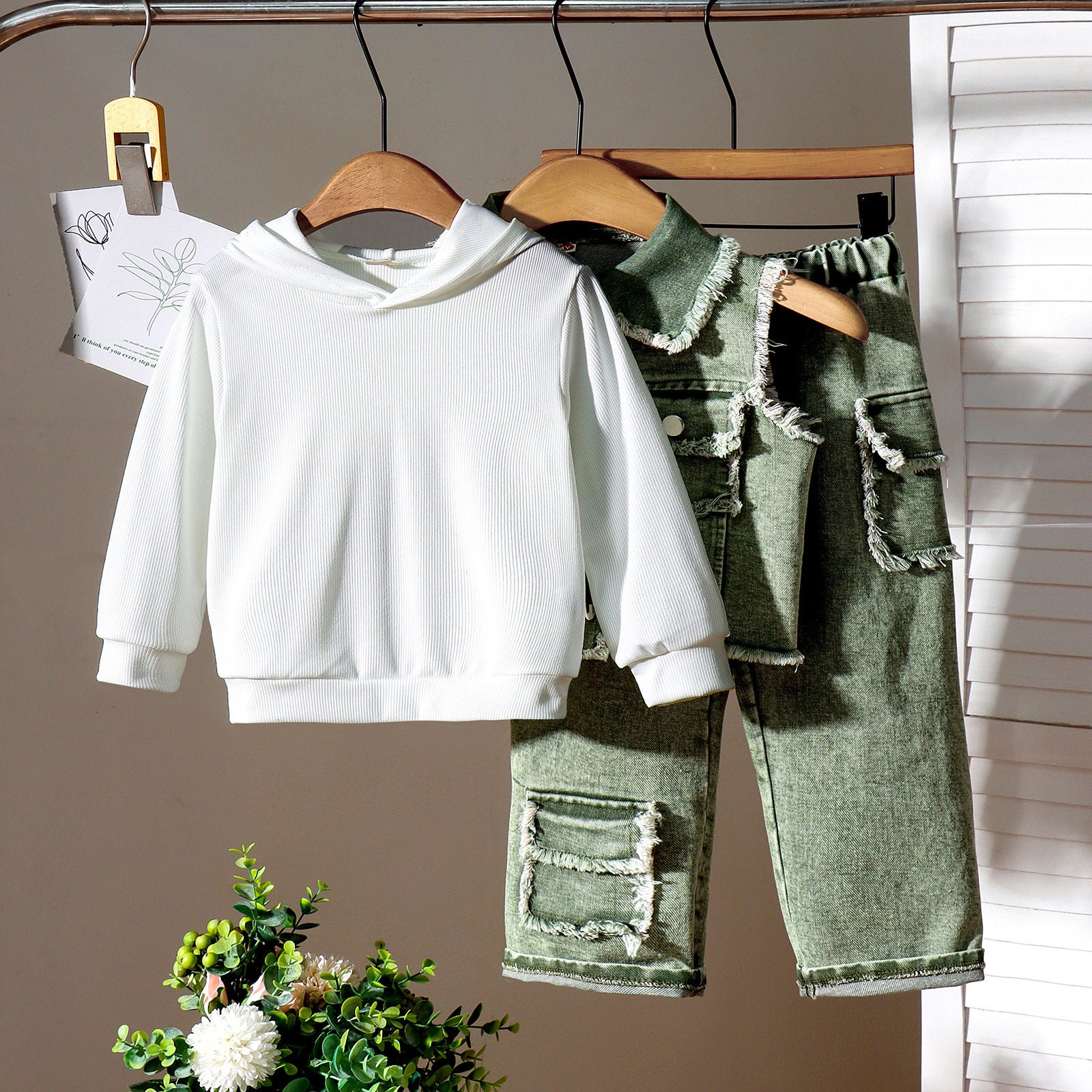 Hooded Sweater Vest Trousers Three-piece Set