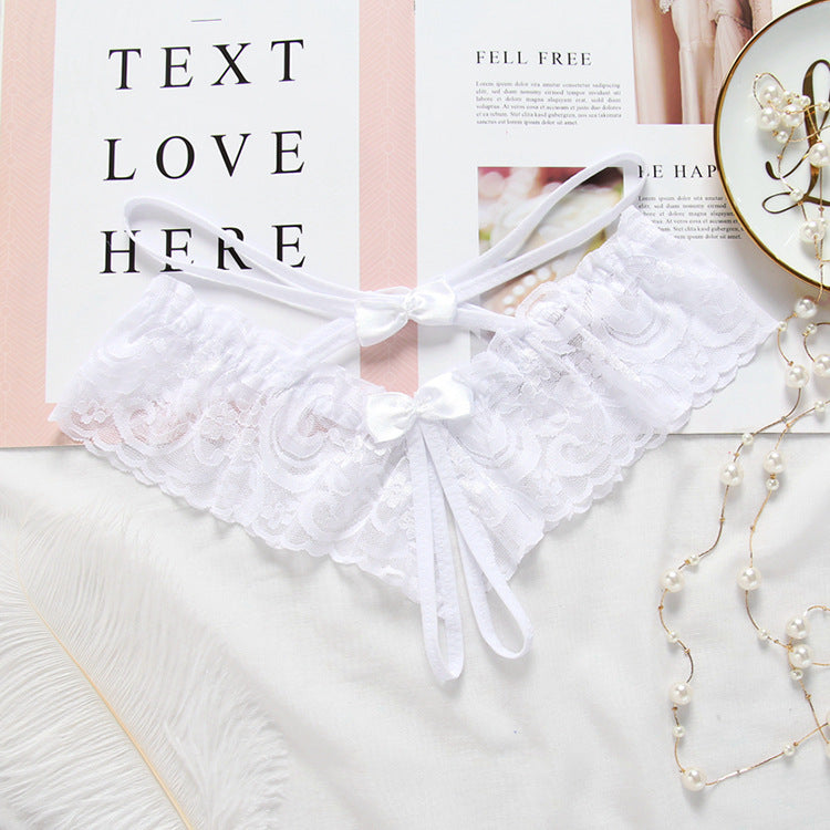 Women's Underwear Transparent Temptation T-shaped Panties Low Waist Lace Crotch-free Breathable Briefs