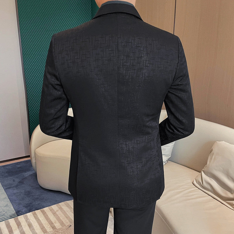 Men's Suit Metal Buckle Design Gun Collar Jacket