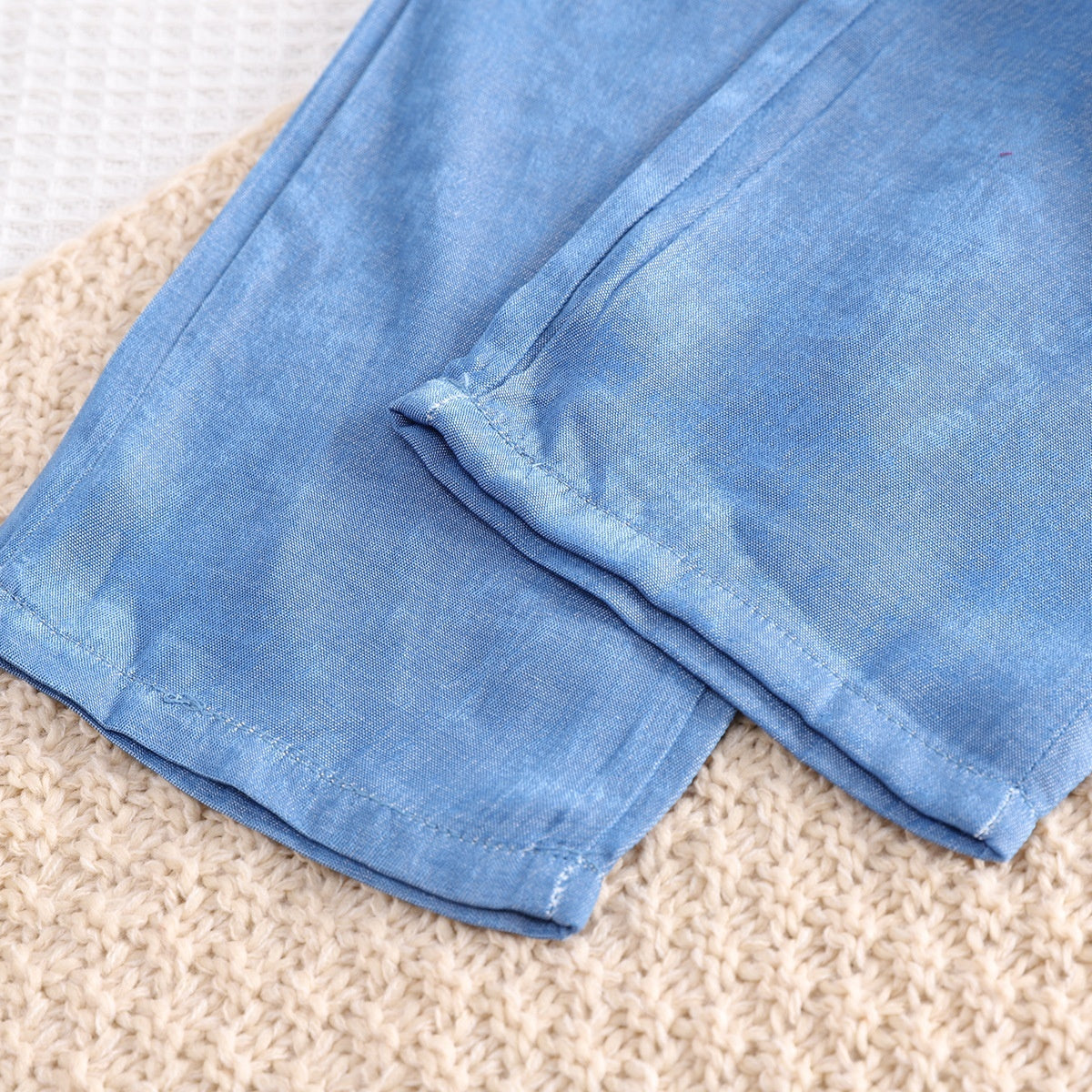 European And American Fashion Girls Smocking Top Wide Leg Pants Two-piece Suit