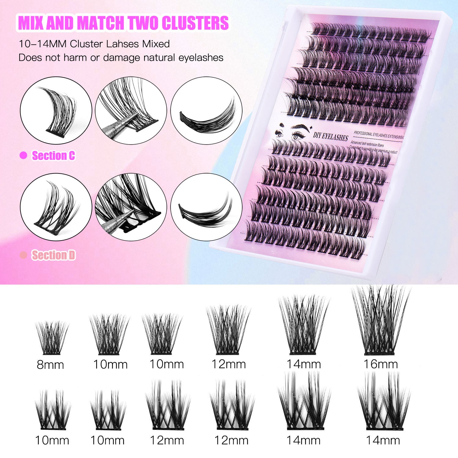 12 Rows Of 150 Segmented Lashes In Clusters