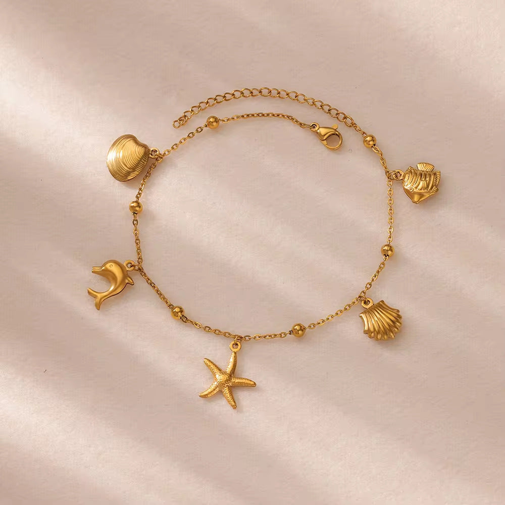 Dolphin Starfish Shell Pendant Ocean Series Anklet