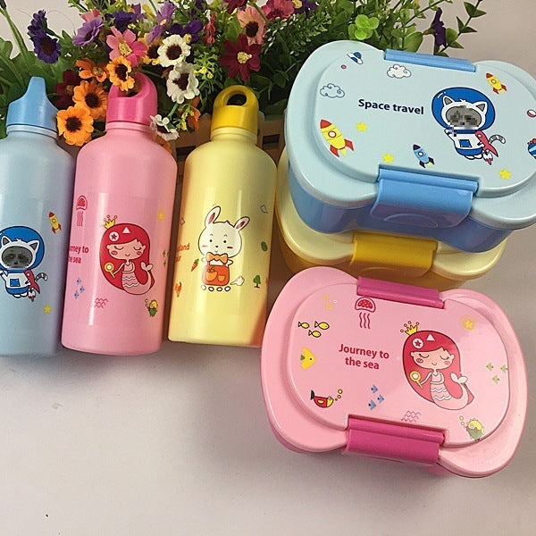 Cartoon Plastic Lunch Box Kettle Suit Available No Fresh And Adorable Fun Kangyuan Plastic