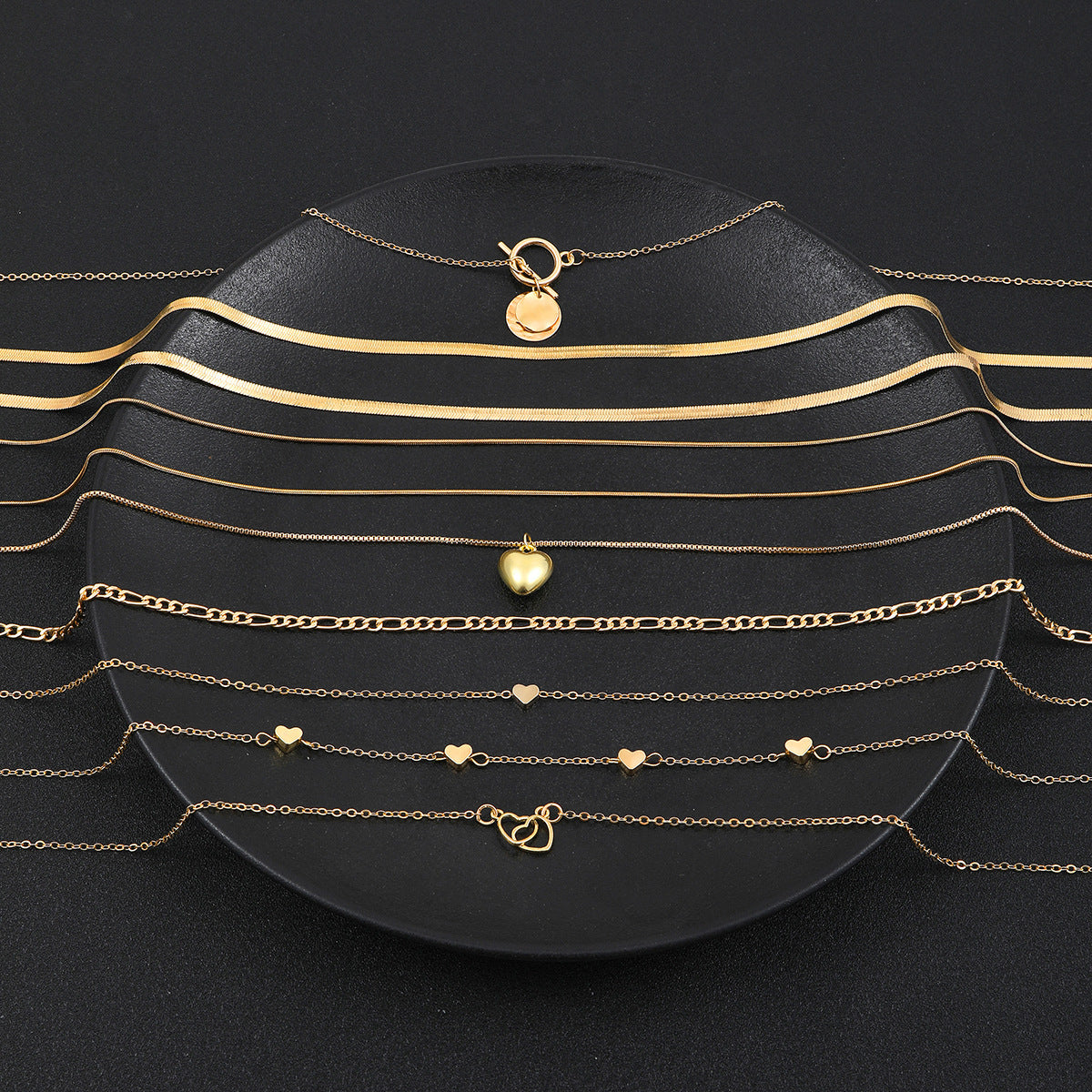 Heart Snake Bone Blade Necklace Suit 10 Pieces