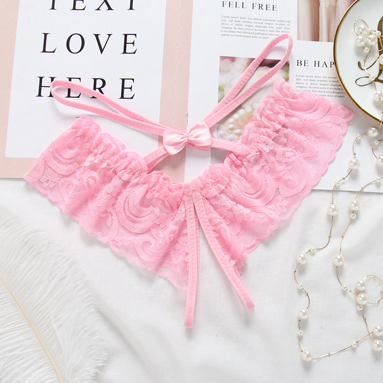 Women's Underwear Transparent Temptation T-shaped Panties Low Waist Lace Crotch-free Breathable Briefs