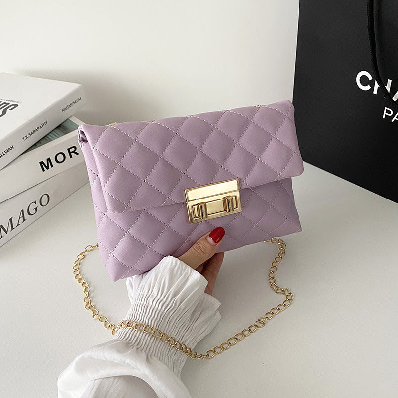 All-match Diamond Plaid Embroidered Women's Twist Lock Bag