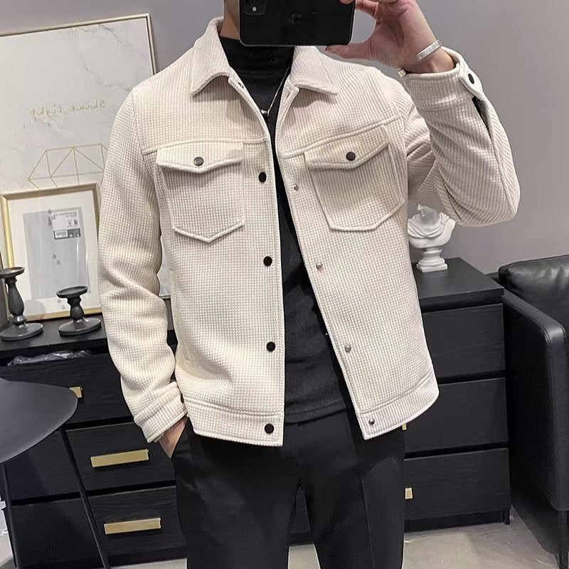 Men's Short Lapel Corduroy Double Jacket