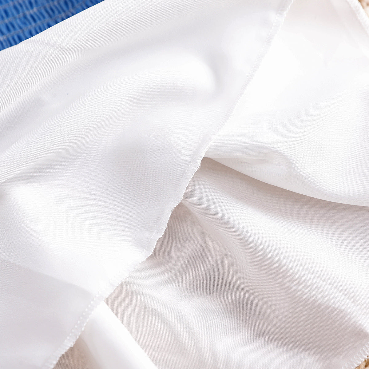 European And American Fashion Girls Smocking Top Wide Leg Pants Two-piece Suit