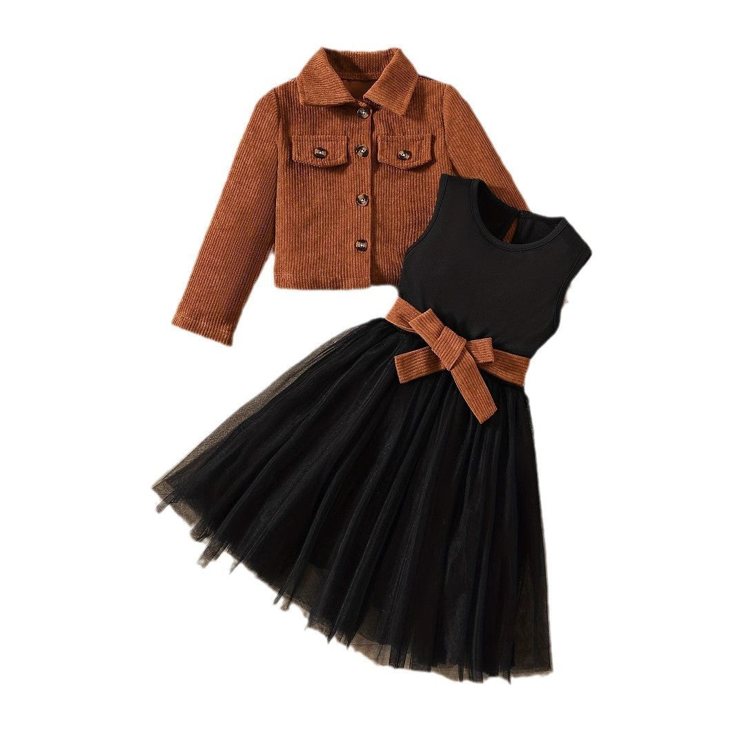 Vest Grenadine Skirt Children's Two-piece Suit