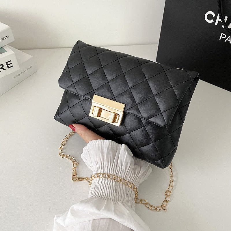 All-match Diamond Plaid Embroidered Women's Twist Lock Bag