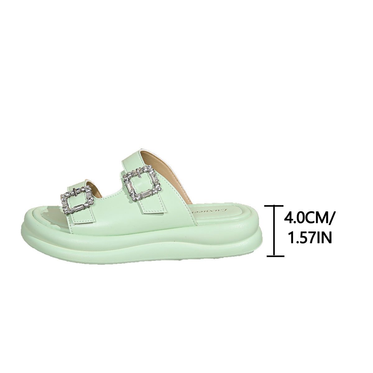 Women's Thick-soled Fashion Double-row Diamond Slippers Vacation Beach Shoes