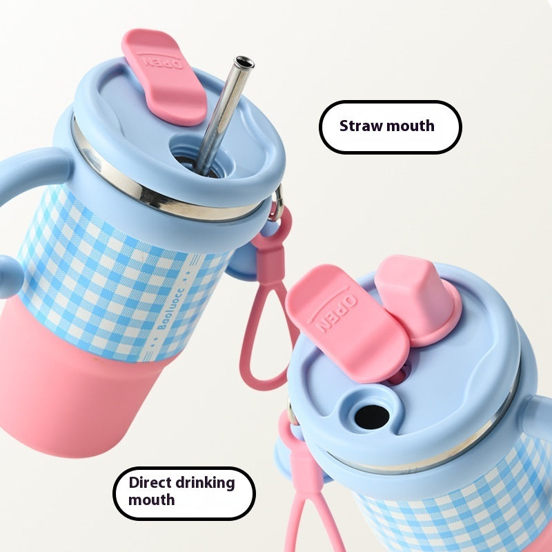 316 Stainless Steel Vacuum Cup Household Handle Student Straw Cup