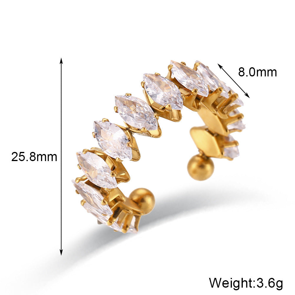 Women's Fashion Stainless Steel Gold-plated Full Diamond Bracelet
