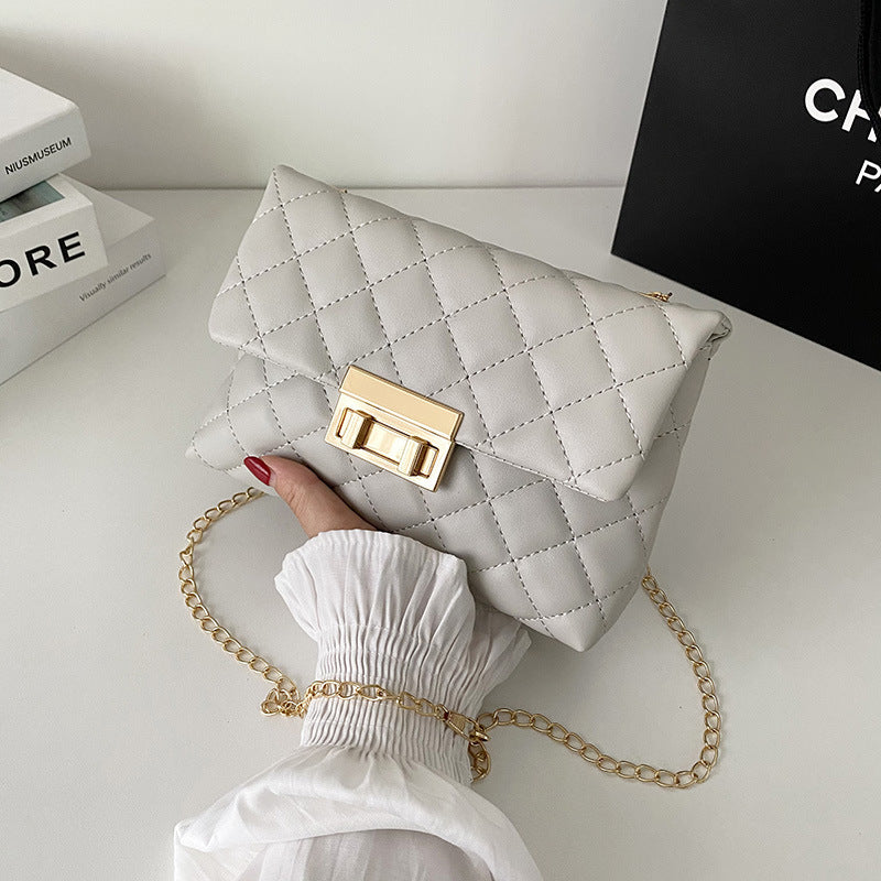 All-match Diamond Plaid Embroidered Women's Twist Lock Bag