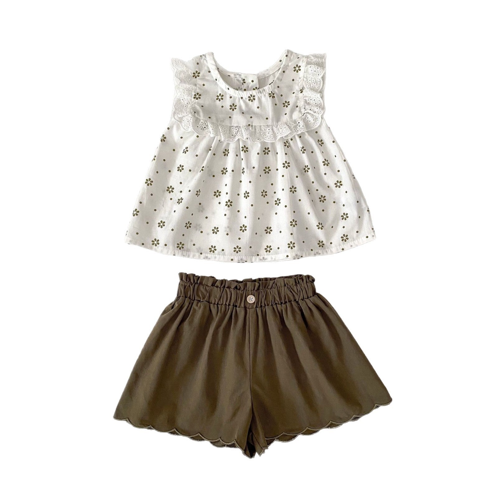 Super Cute Baby Girl Sleeveless Top Two-piece Pants