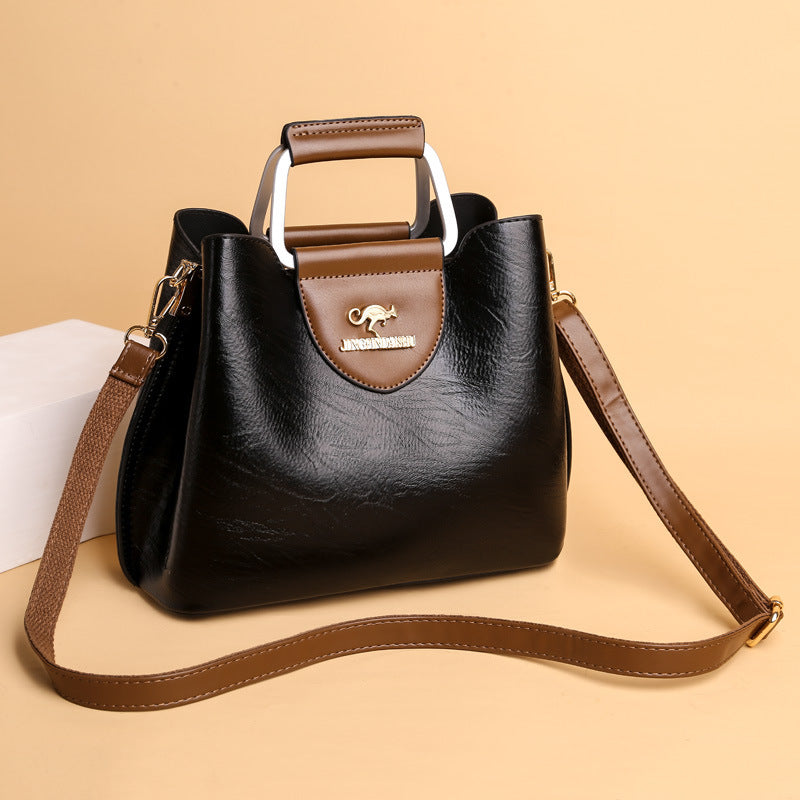 Large Capacity Totes Middle-aged High-grade Soft Leather Shoulder