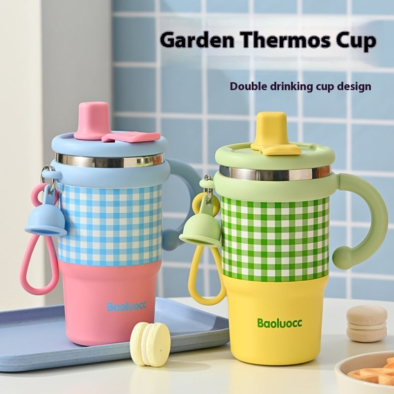 316 Stainless Steel Vacuum Cup Household Handle Student Straw Cup