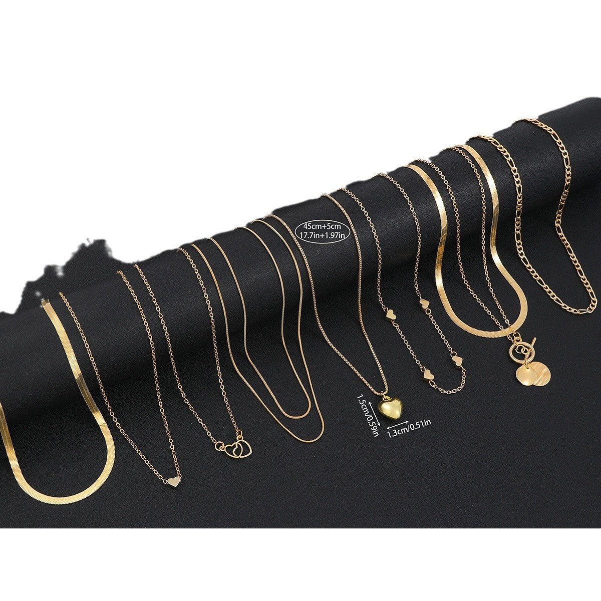 Heart Snake Bone Blade Necklace Suit 10 Pieces