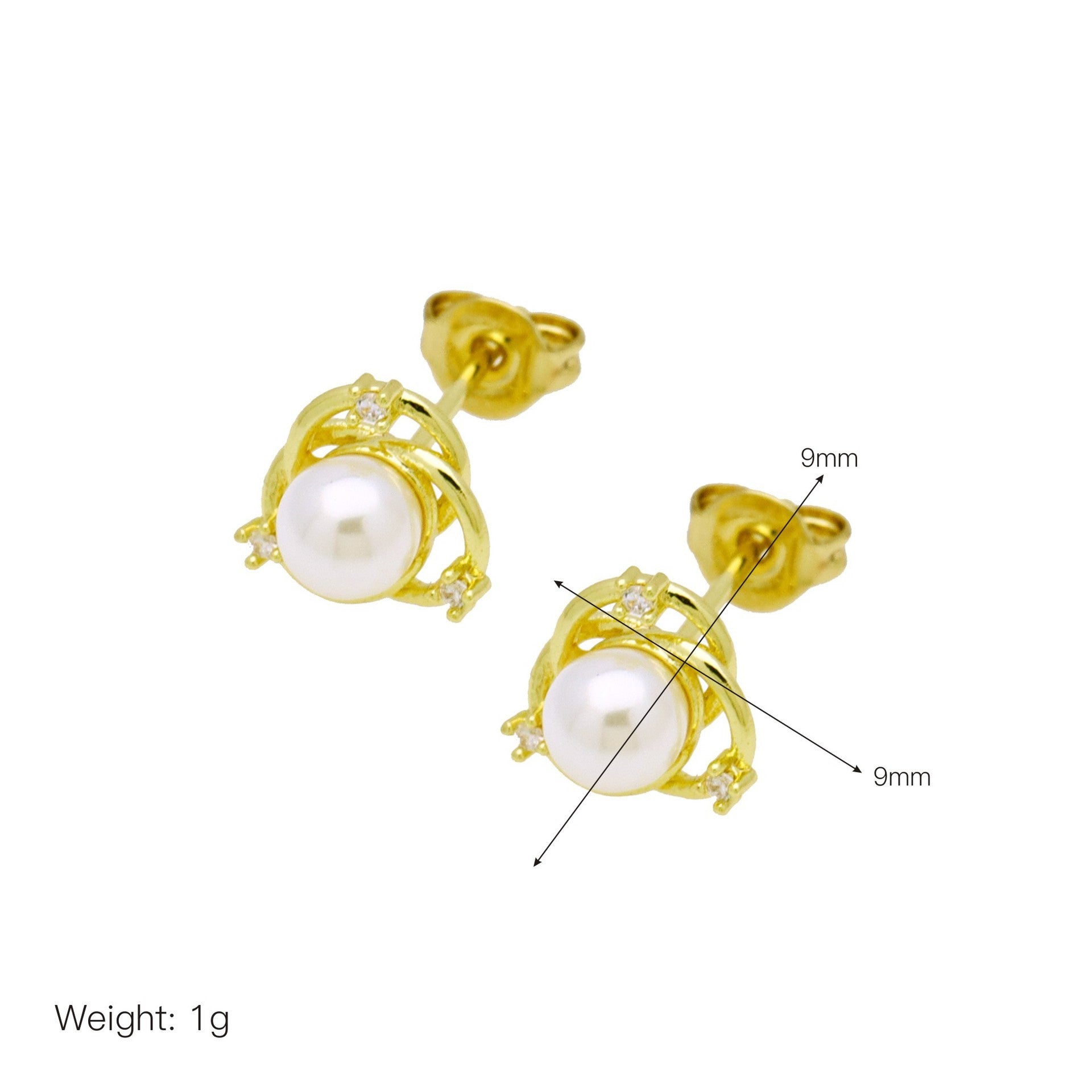 Moon Flower-shaped Pearl Zircon Round Earrings